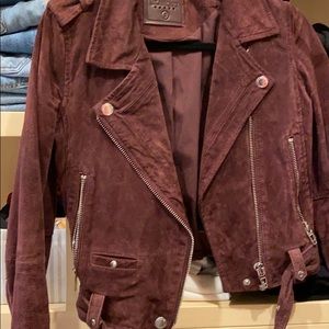 BLANK NYC Maroon Suede Leather Motorcycle Jacket